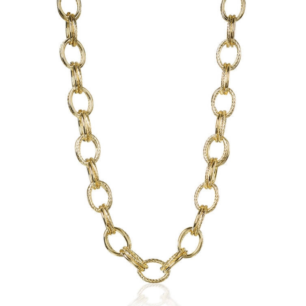 Brahmin Double Cable Link Necklace and Three Row Chain Bracelet Set